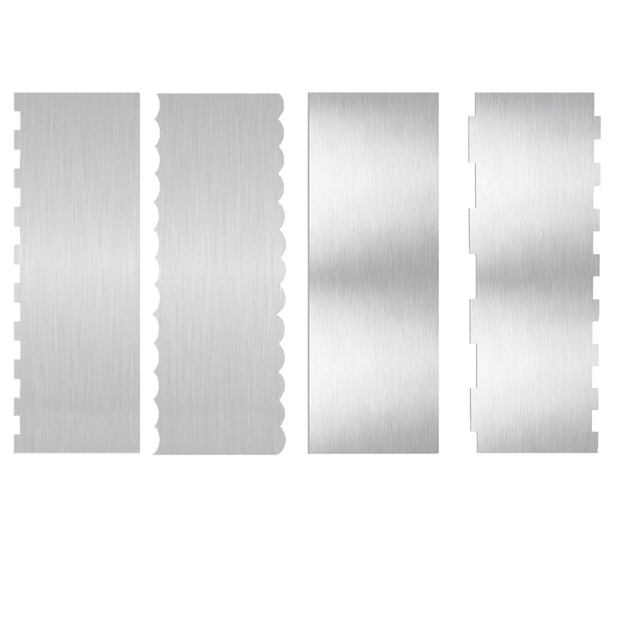 Stainless steel cream scraper with polygonal cake patterns for textured baking finishes