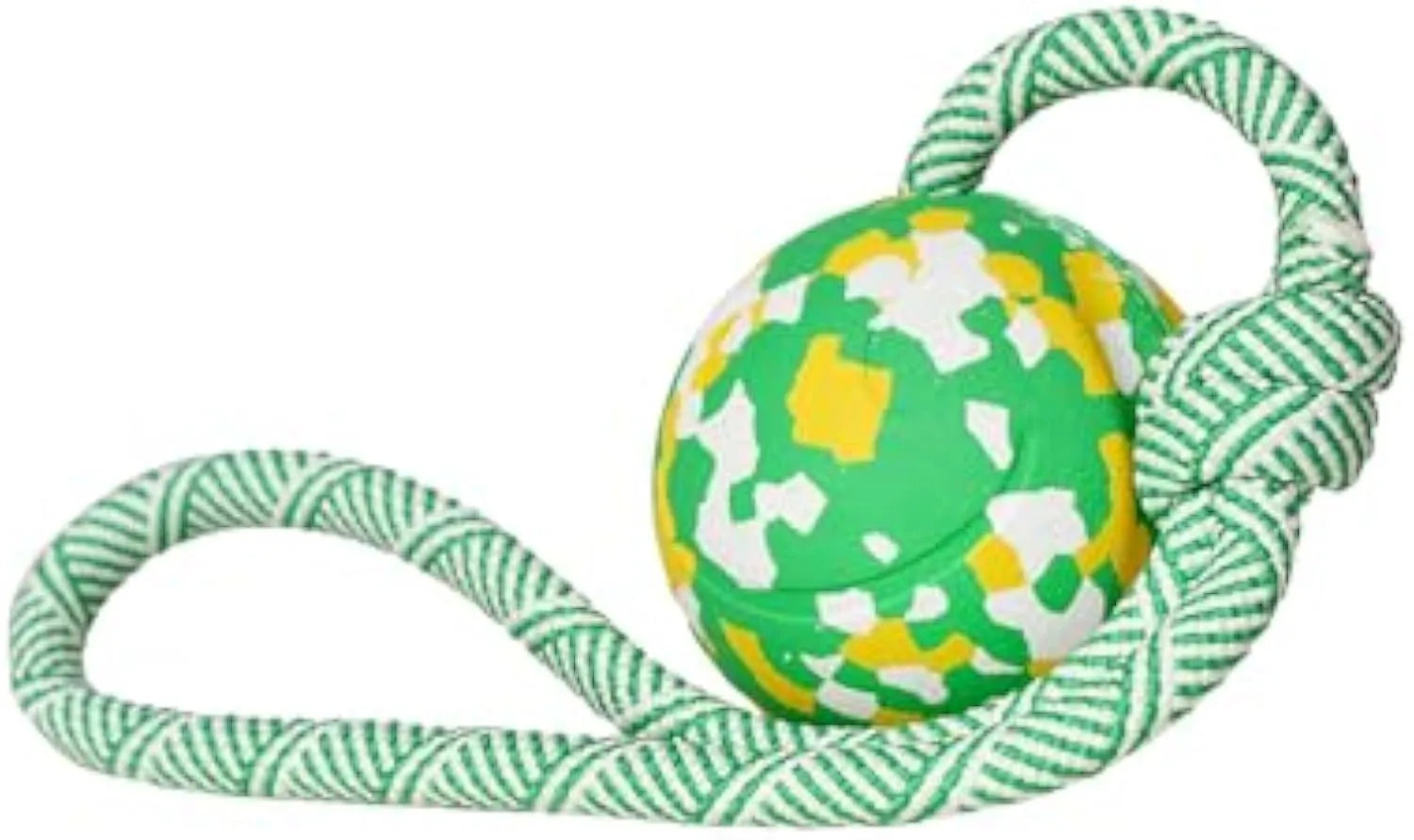 Natural rubber dog ball on nylon rope toy for medium and small dogs in two size options