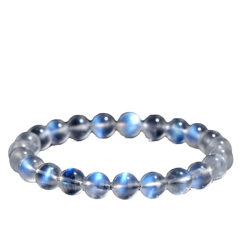 Natural cream body blue moonlight crystal bracelet with grinding finish texture