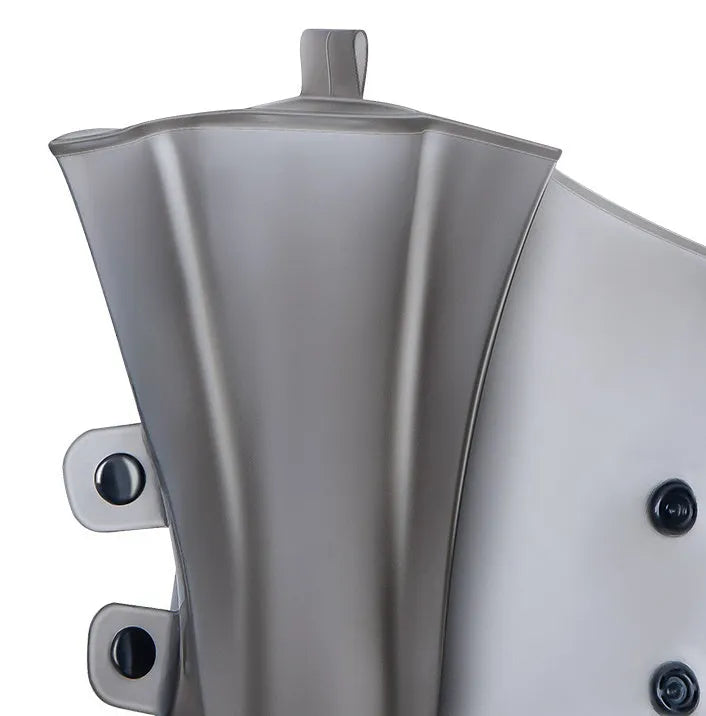White PVC high-top reusable waterproof shoe cover for women, shown on a foot.