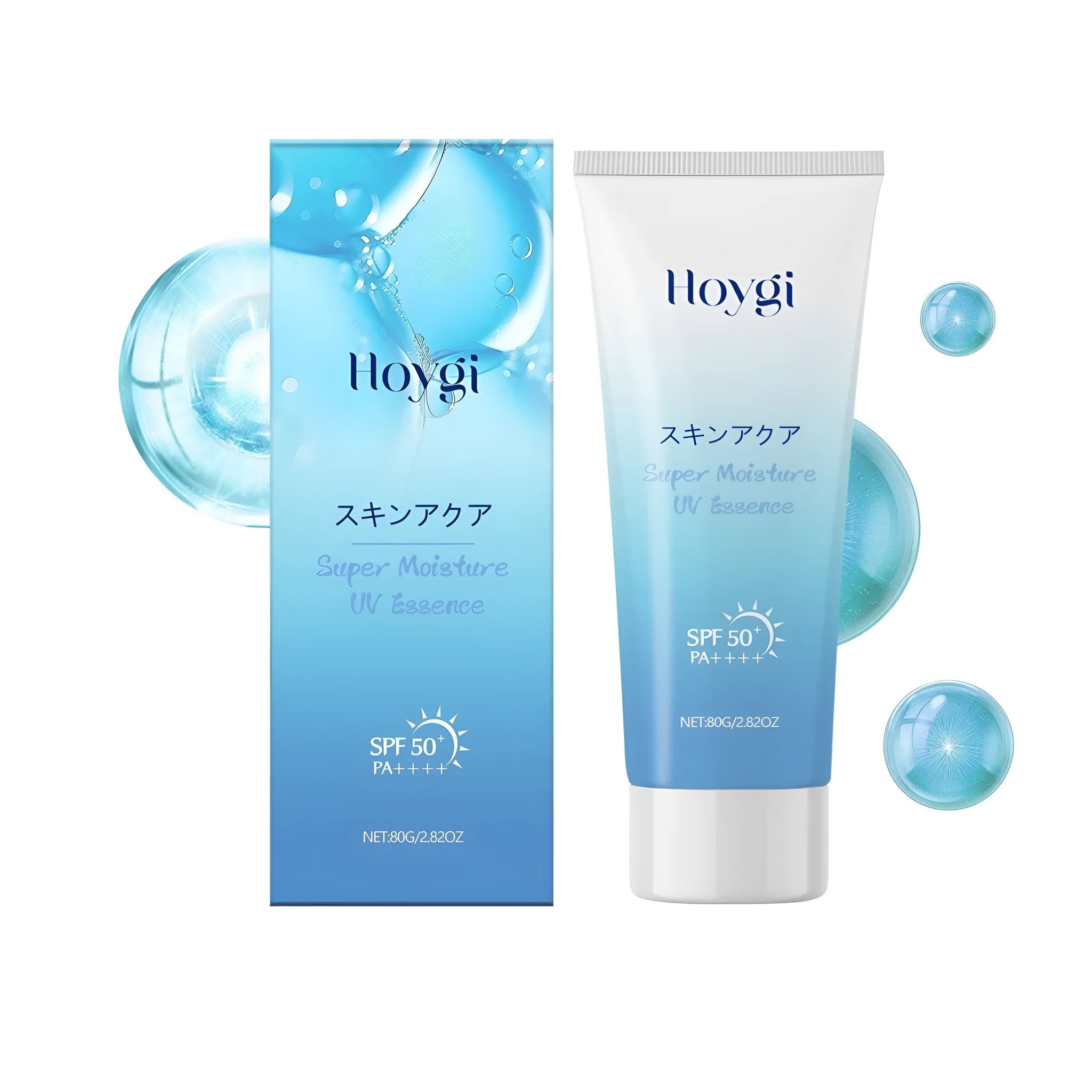 80g tube of moisturising facial sunscreen with hyaluronic acid and titanium dioxide ingredients