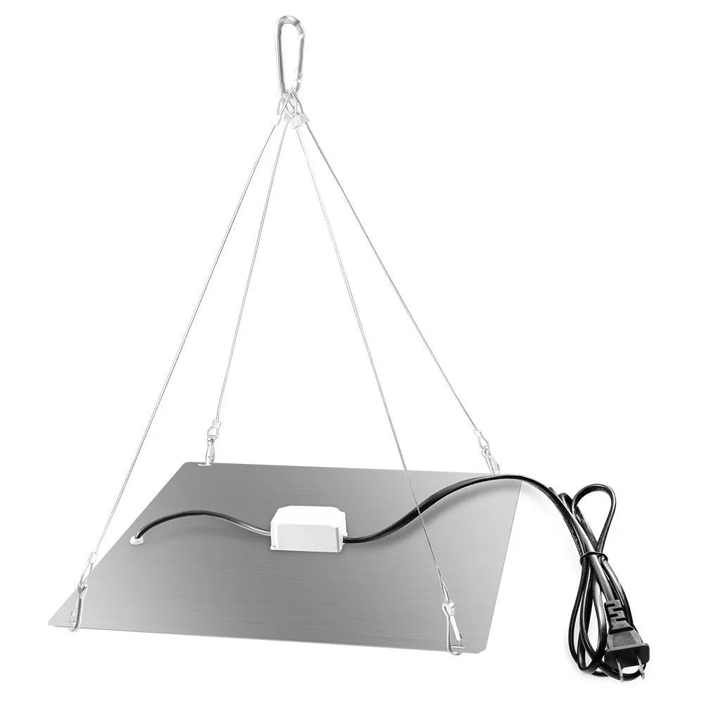 LED full spectrum plant grow light with aluminium housing shown mounted, for indoor vegetables and fruits.