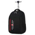 Black 18-inch business travel backpack trolley bag with letters pattern and shoulder strap
