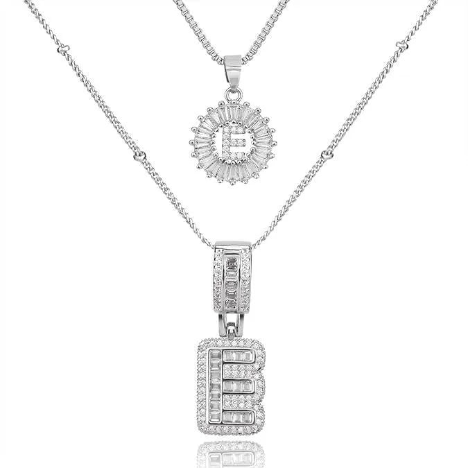 18K gold plated copper alphabet pendant necklace letter A with melon seeds chain on white background