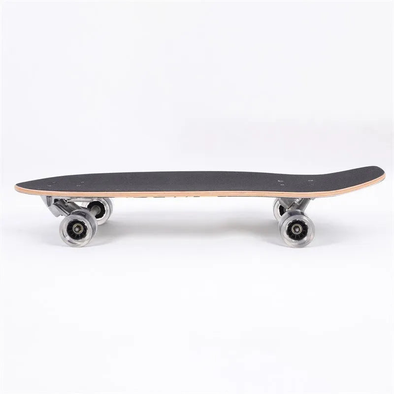 White 31-inch maple wood street scooter skateboard with deck and truck components