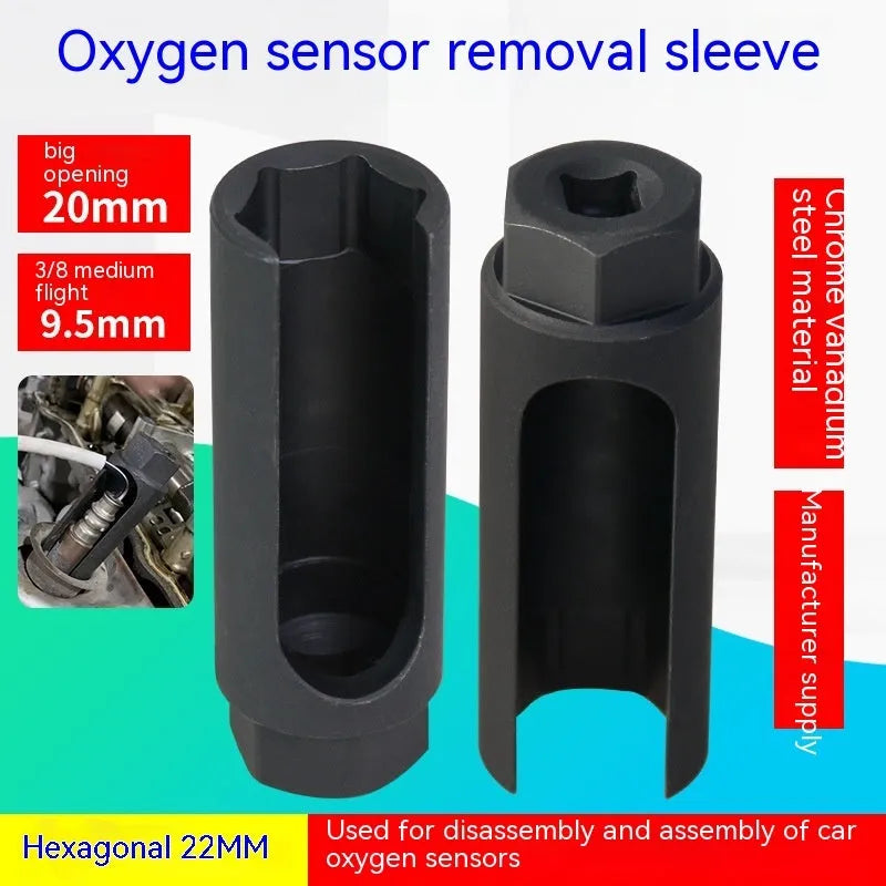 Black chromium vanadium steel oxygen sensor sleeve for 22mm applications