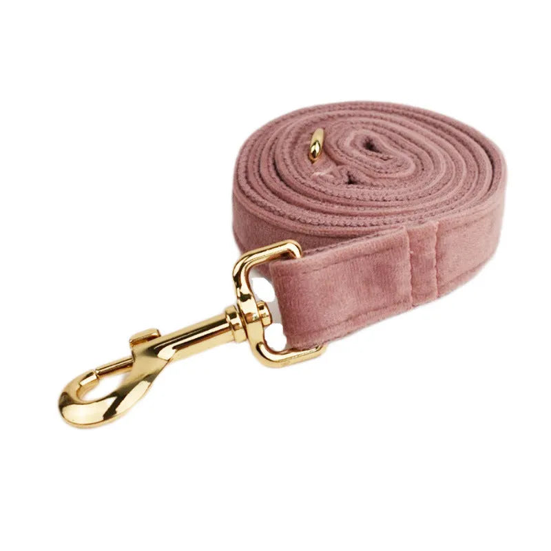 Light purple pink velvet dog collar with cloth construction and adjustable sizing options