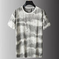 Men's grey plus size loose-fitting round neck t-shirt with short sleeves