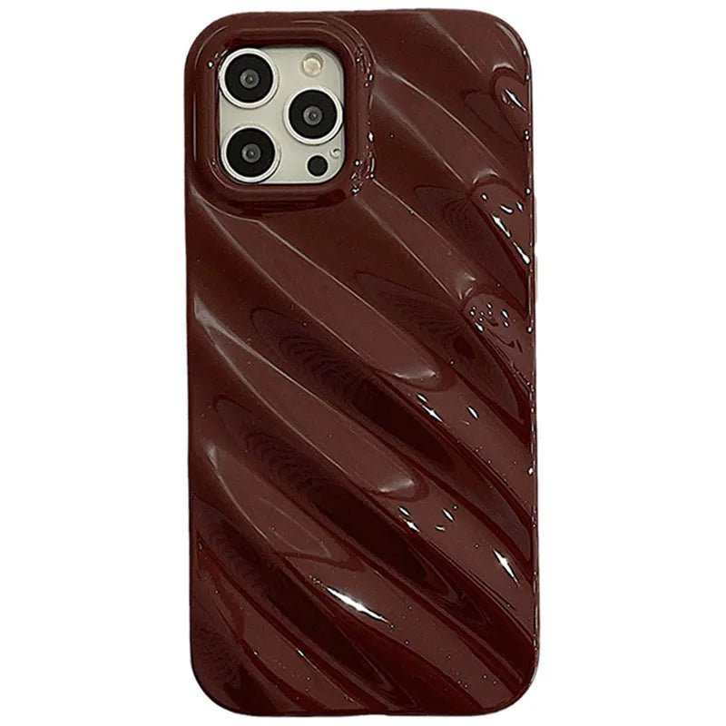 Nordic style pleated silicone iPhone case in silver with laser etching detail.
