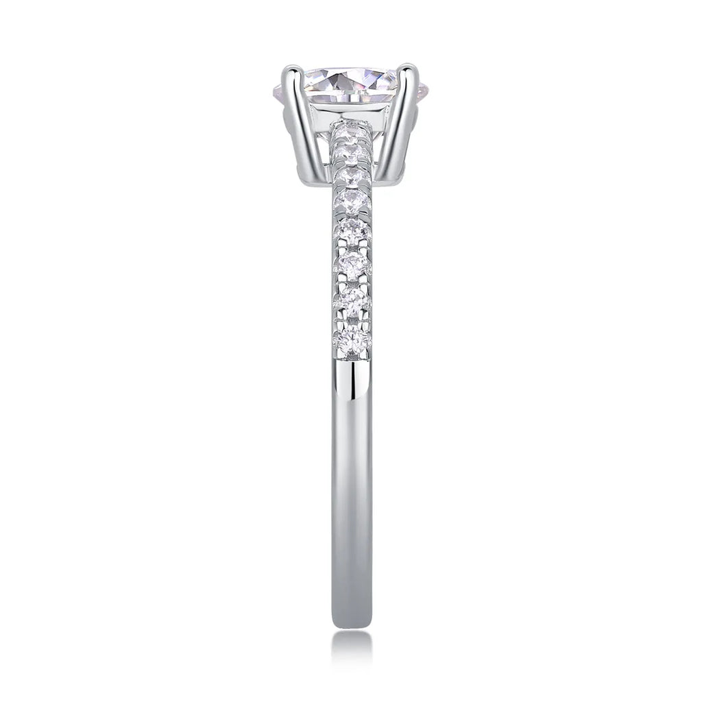 Moissanite wedding ring set with platinum-plated S925 silver, 1-10 carat stone, in gift box with GRA certificate