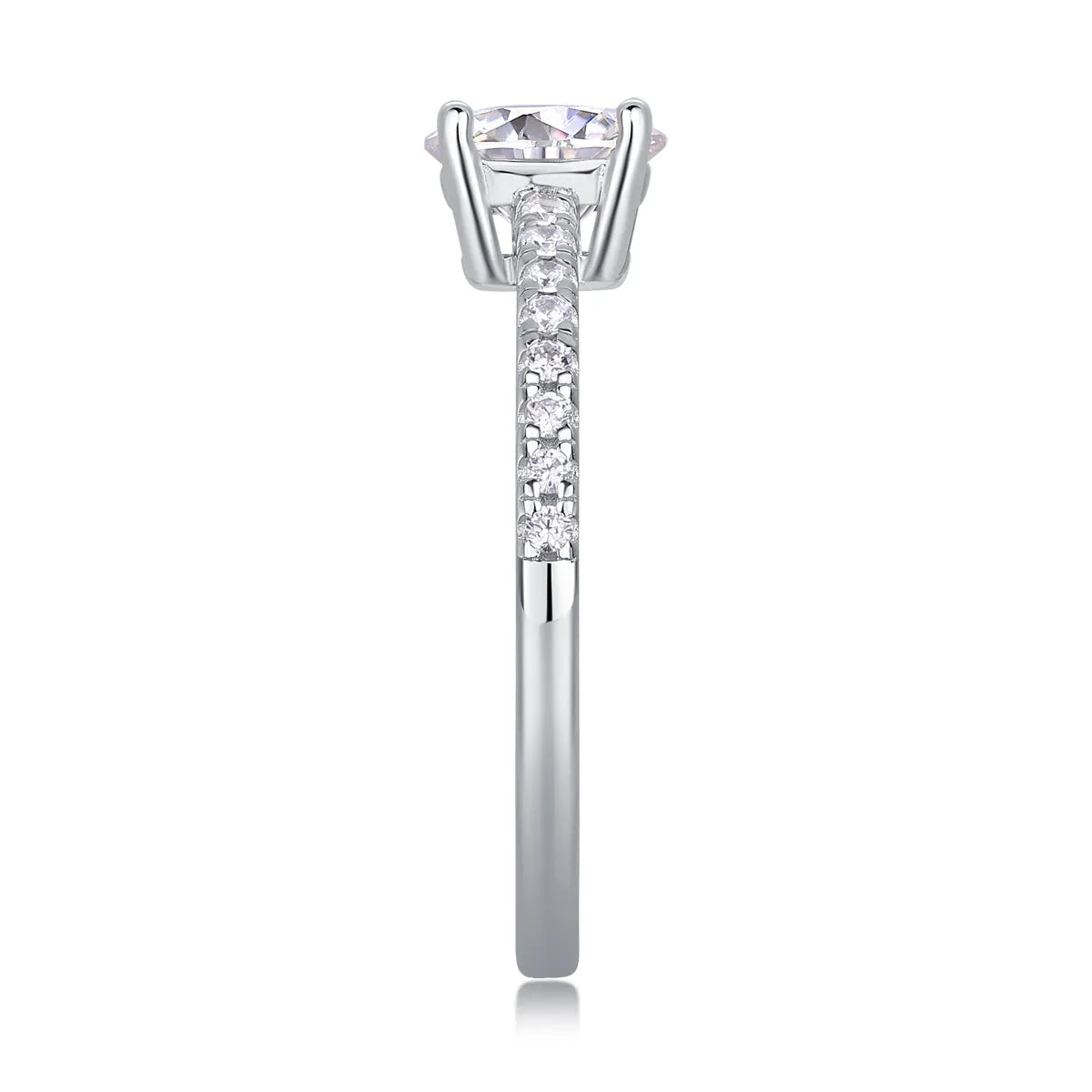 Moissanite wedding ring set with platinum-plated S925 silver, 1-10 carat stone, in gift box with GRA certificate