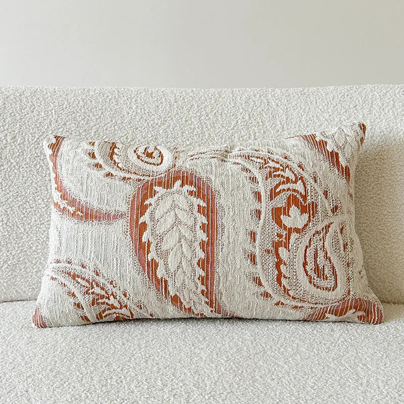 American-style jacquard woven sofa cushion cover with paisley pattern in amber colour