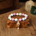 Lucky Rabbit ceramic bracelet with gray porcelain glaze on adjustable cord