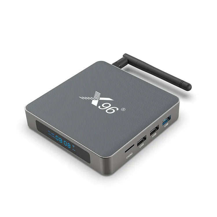 Android Smart Voice Set-top Box with remote control, HDMI cable, and power adapter.
