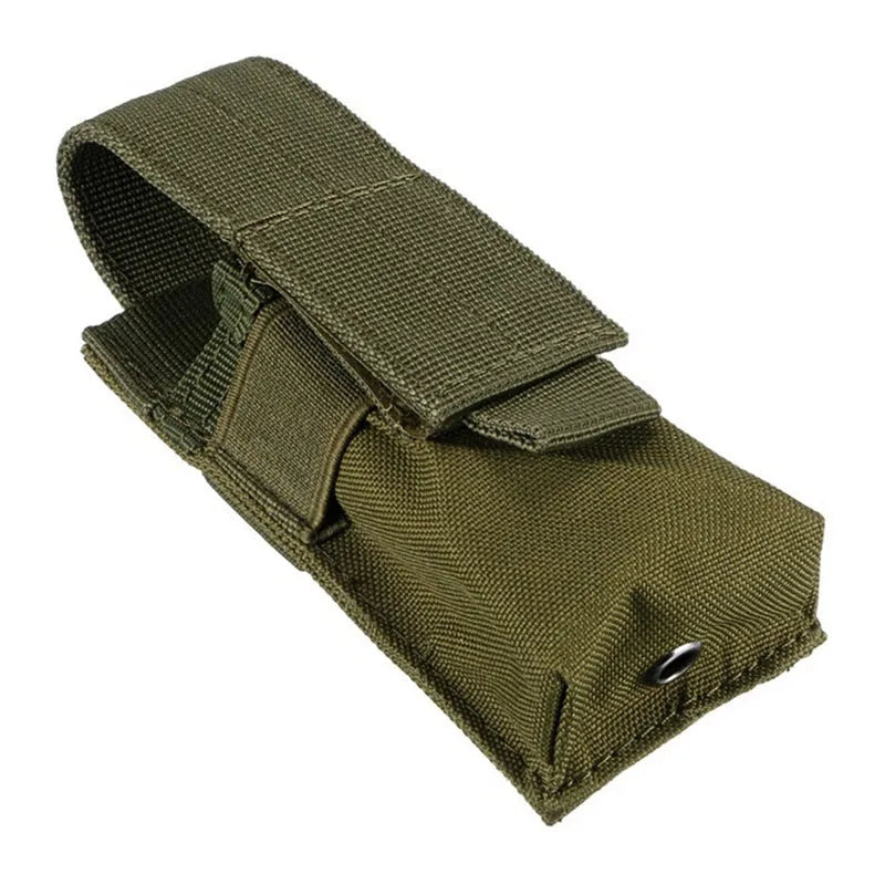 Tactical MOLLE waist utility pouch for pistols and flashlights in camouflage