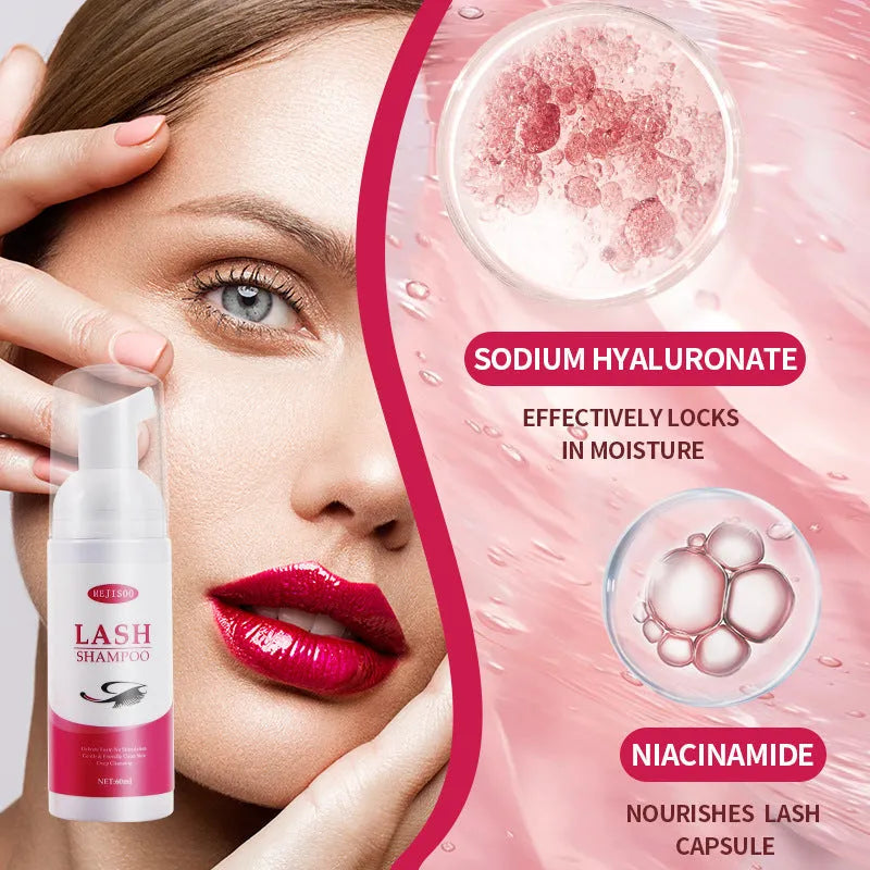 LASH SHAMPOO 60ml eyelash cleaning mousse bottle for lash extension care