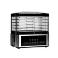 Silver stainless steel fruit dehydrator with 14 litre capacity and digital temperature control display