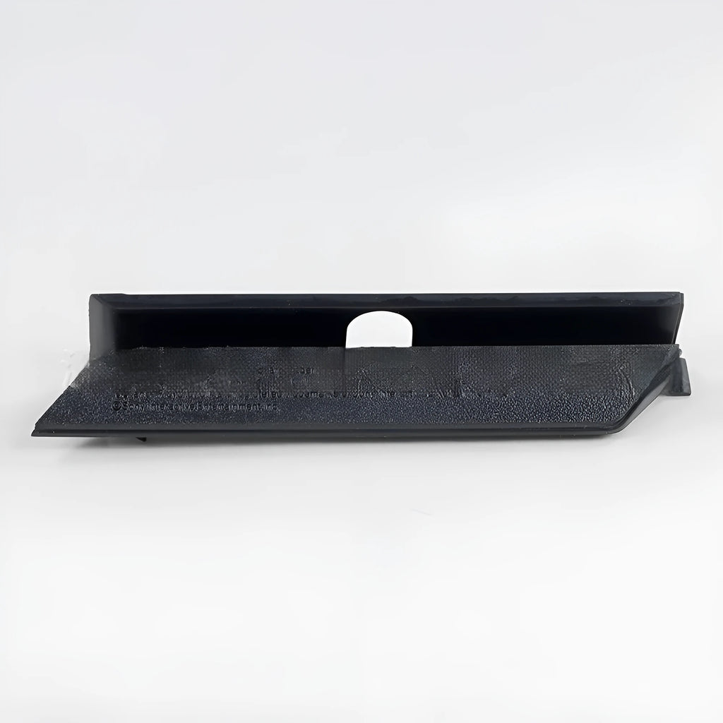Black plastic hard drive cover for PC case airflow management as baffle bin component