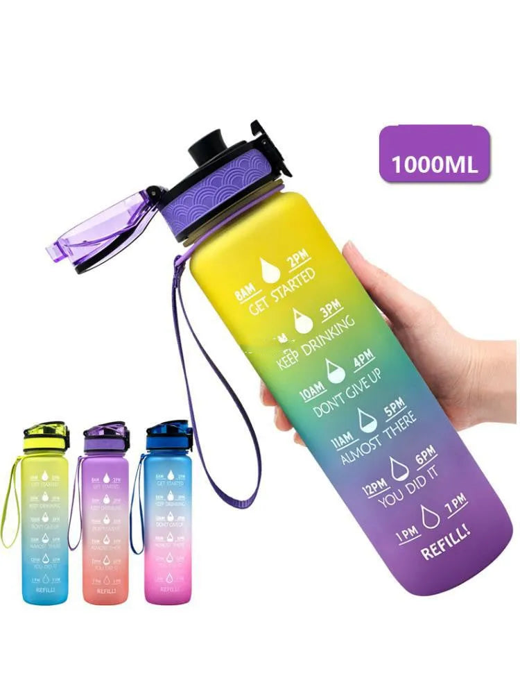 Clear 1000ml Tritan sports water bottle with infuser and BPA-free plastic construction