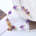 Purple amethyst crystal bracelet with micro-inlaid cherry blossom pattern for women's sweet fairy style jewellery