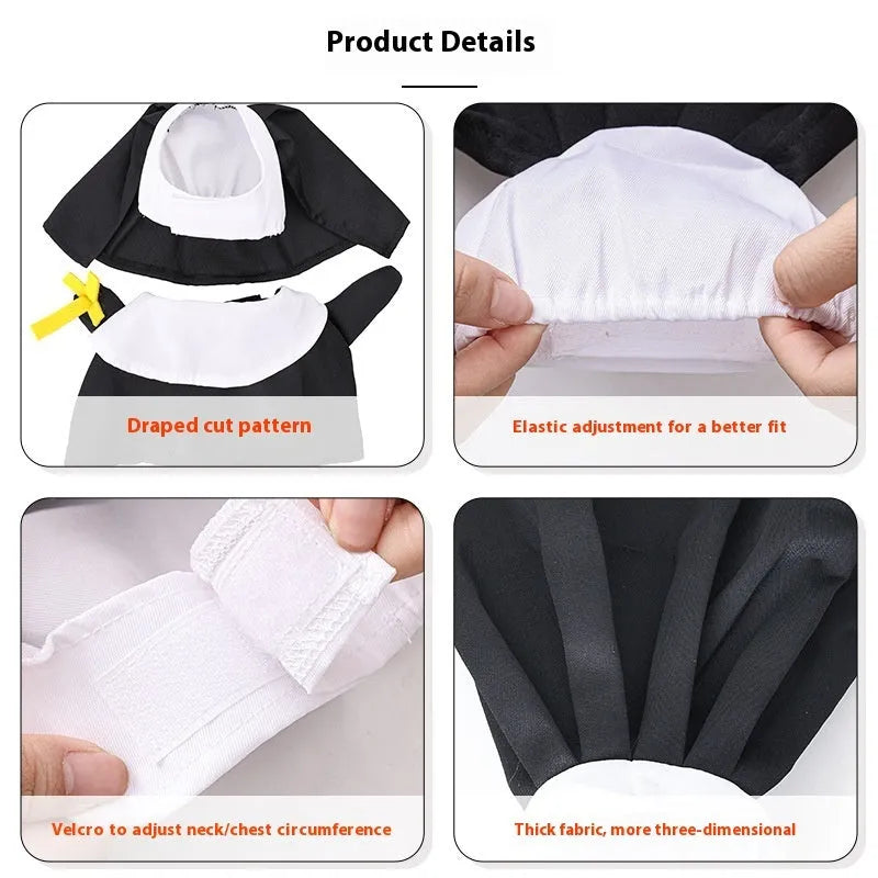 Black polyester nun Halloween costume for cats and dogs with free-size fit