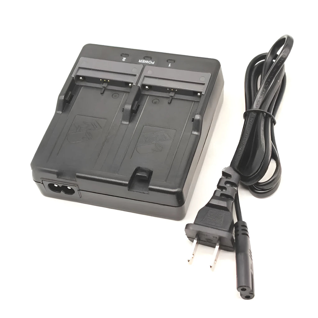 CDC68D dual battery charger for total station instruments with black casing and two charging slots