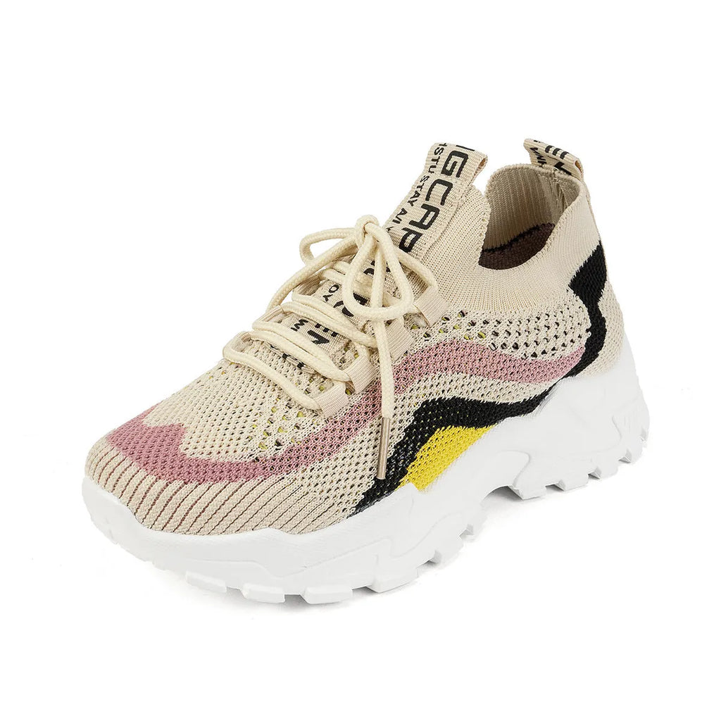 Women's casual sports shoes with mesh upper and lace-up front in multiple colour options