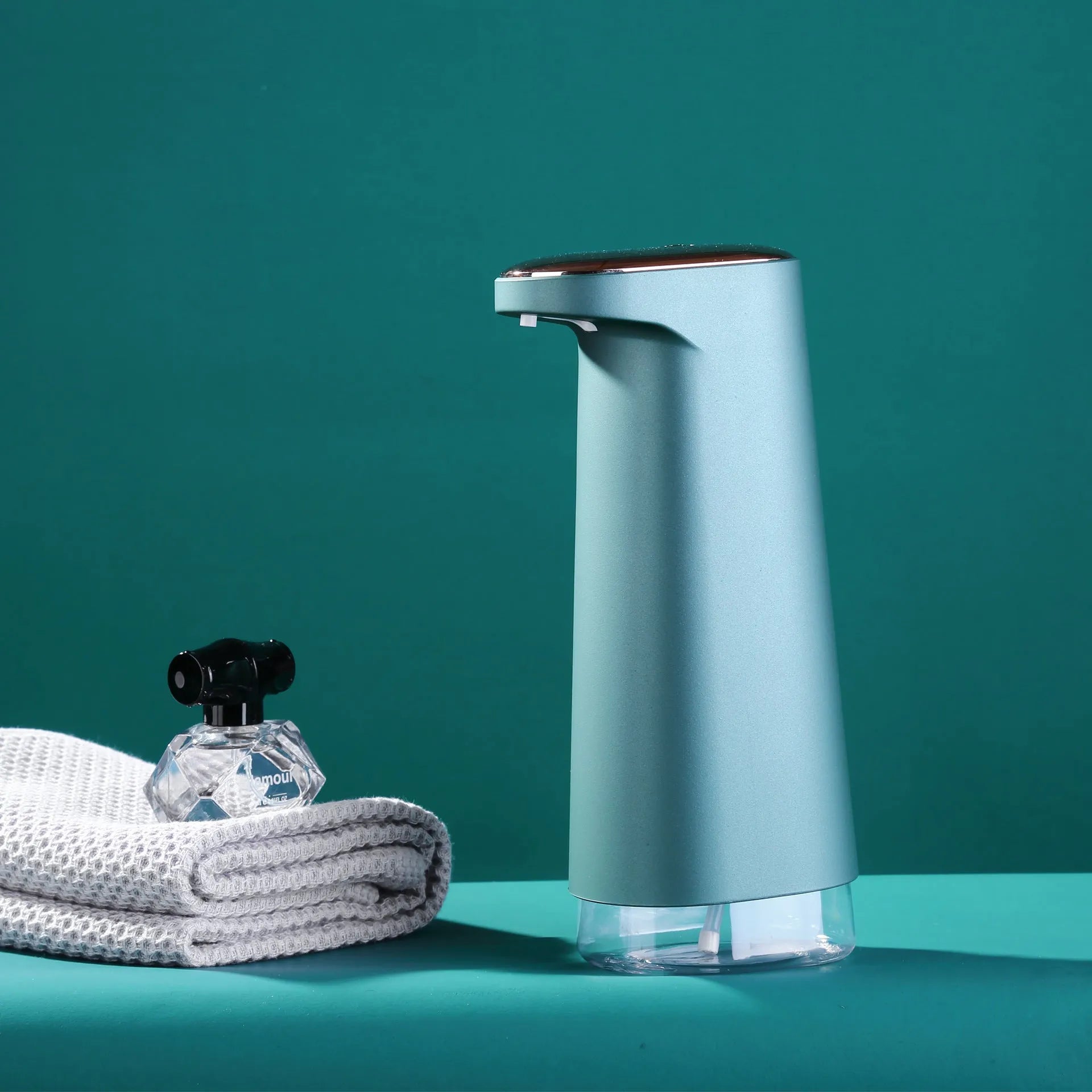 White automatic foam soap dispenser with infrared sensor and USB charging port