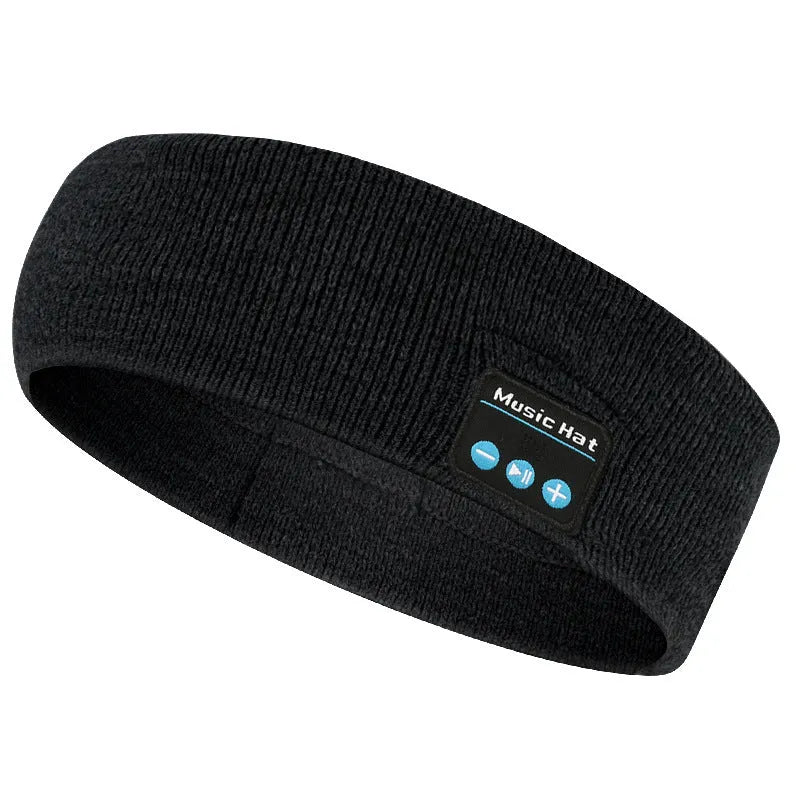Bluetooth 5.4 sports headband in black, combining an eye mask and scarf with built-in speakers for hands-free audio.