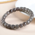 Natural smokey violet Hetian jade straight cut bracelet with approximately 8x9mm beads