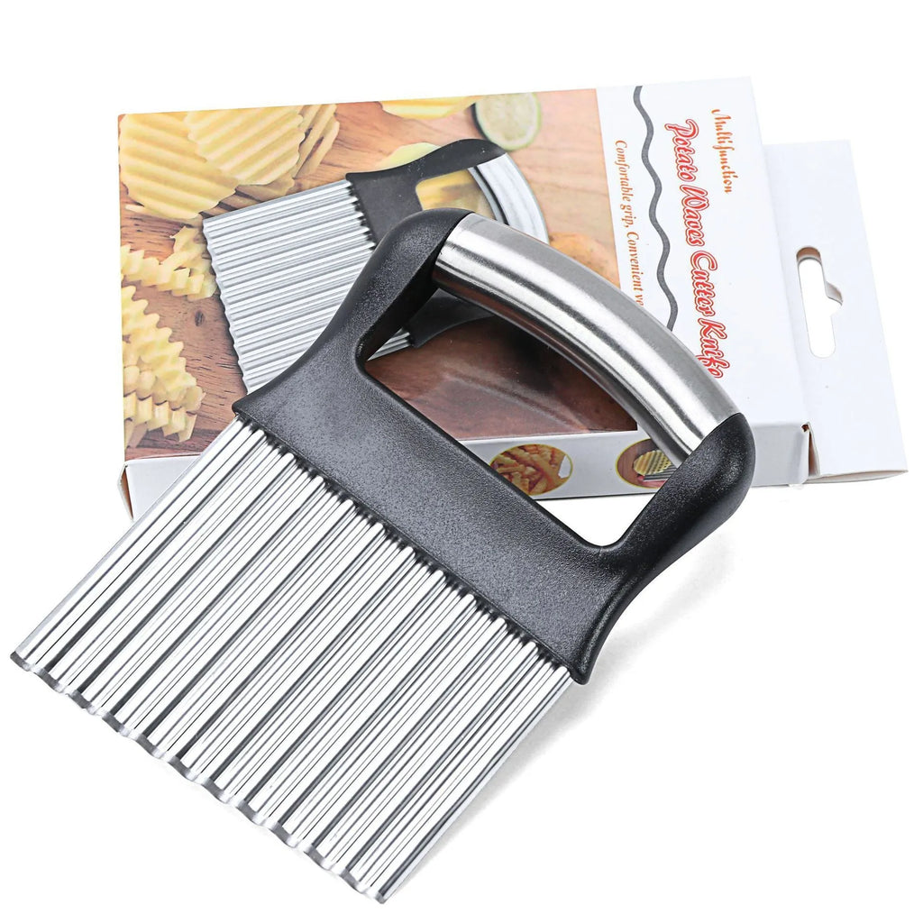 Stainless steel potato wave knife with wave pattern blade for cutting ripple chips