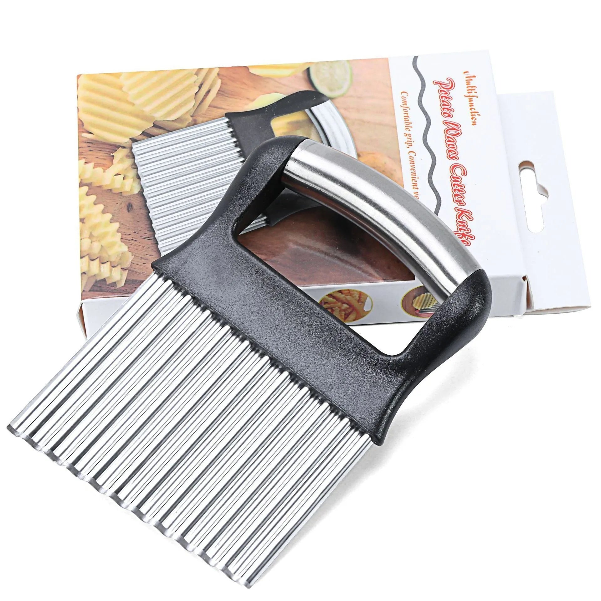 Stainless steel potato wave knife with wave pattern blade for cutting ripple chips