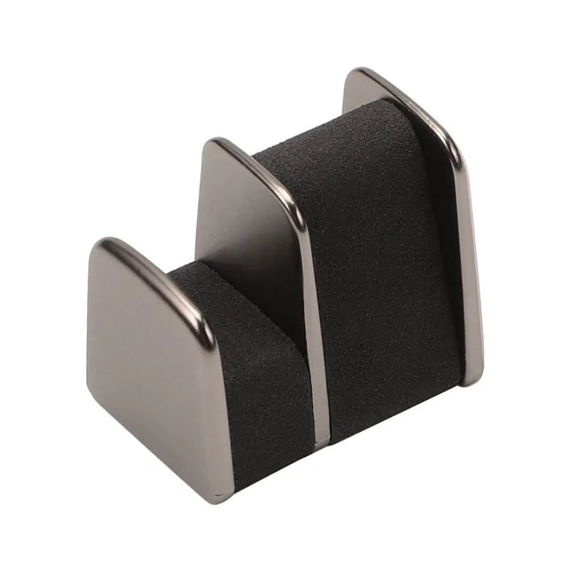 Zinc alloy car dashboard glasses clip with leather detail in black, gray, green, or red.