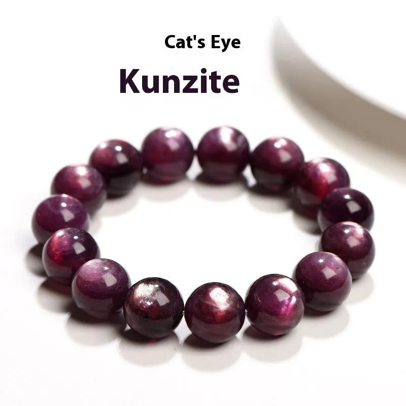 Purple lepidolite crystal bracelet with polished round beads in multiple size options