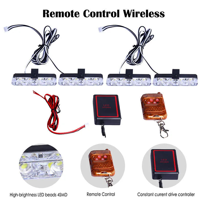 Black car mounted LED wireless remote emergency warning light for vehicle safety