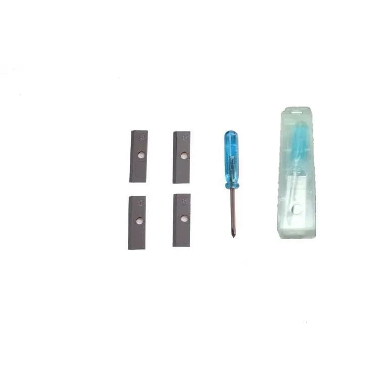 Geometric shaped plastic pencil sharpener with four distinct sharpening holes.