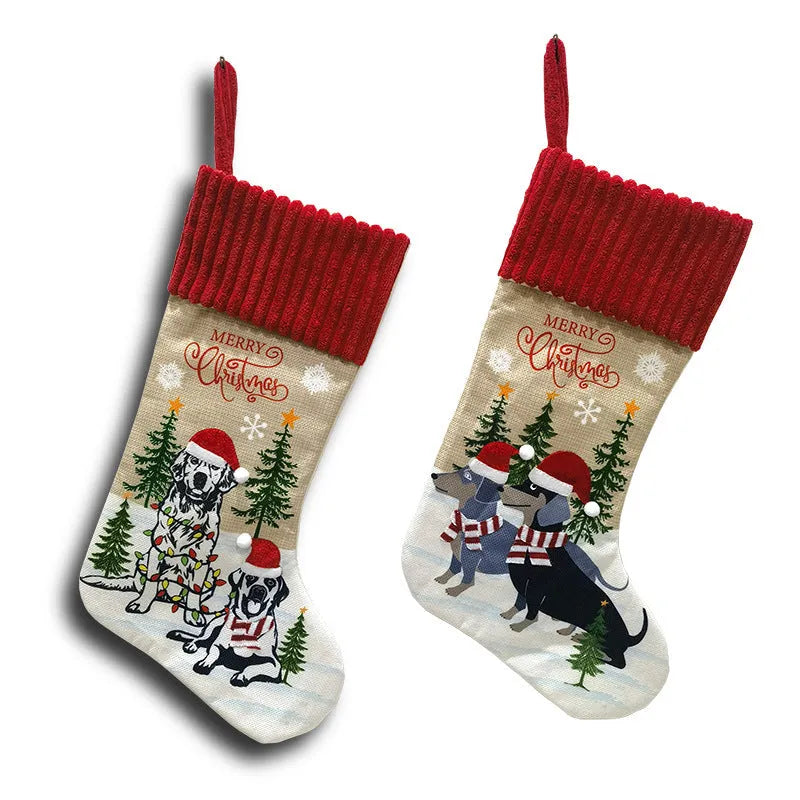 Cloth Christmas tree pendant with cat and dog designs measuring 46 by 28cm