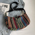 Women's ethnic style canvas crossbody dumpling bag with three-dimensional pockets in five colour options
