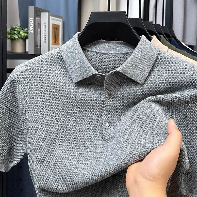 Men's loose fit short sleeve cotton sweater in multiple colours with pullover design