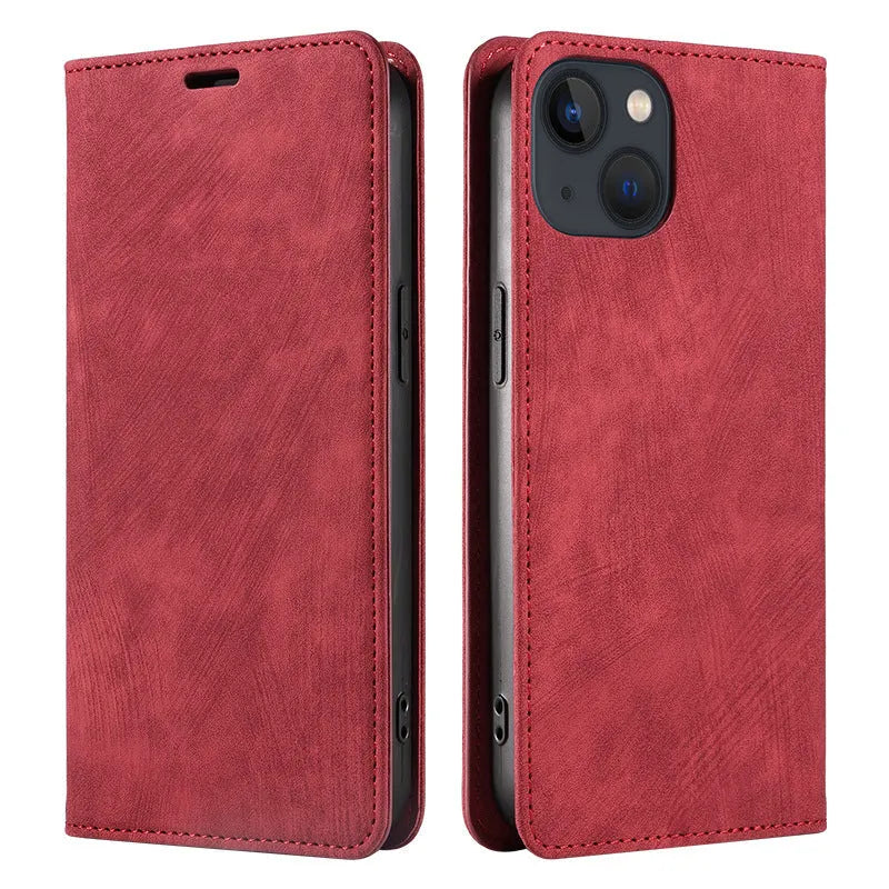 Magnetic flip phone case in various colours for multiple iPhone models.