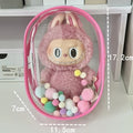 17cm PVC cube storage bag for cotton dolls in avocado green colour with keychain option.