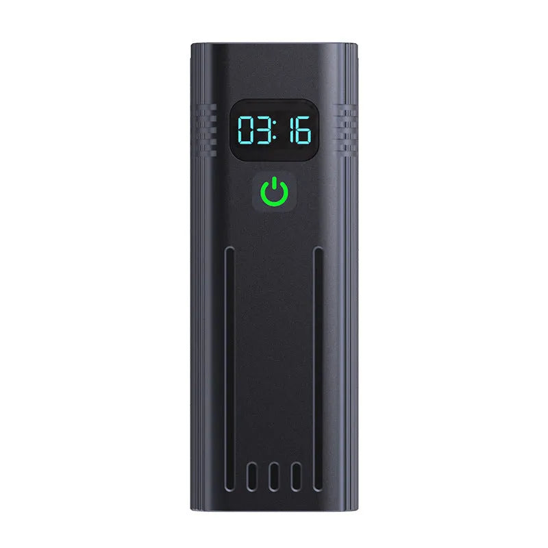 Black KX12DF digital display bicycle headlight with USB cable and quick-release mounting bracket.