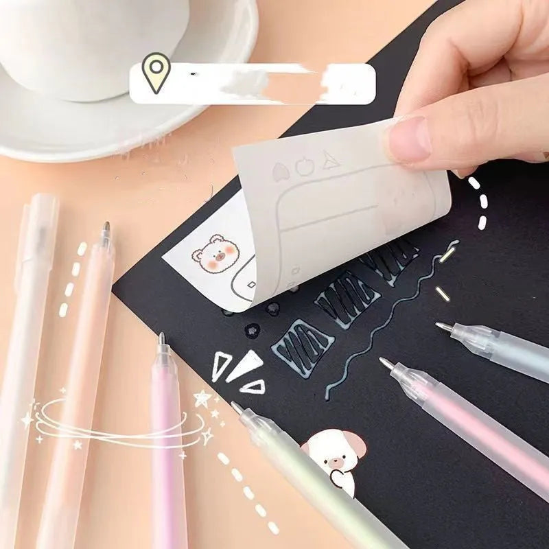 Macaroon coloured plastic dispensing pen with cap-pull mechanism for quick-dry adhesive