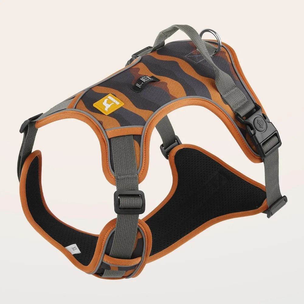 Reflective dog harness with chest and back design in Oxford cloth material for urban commuting safety