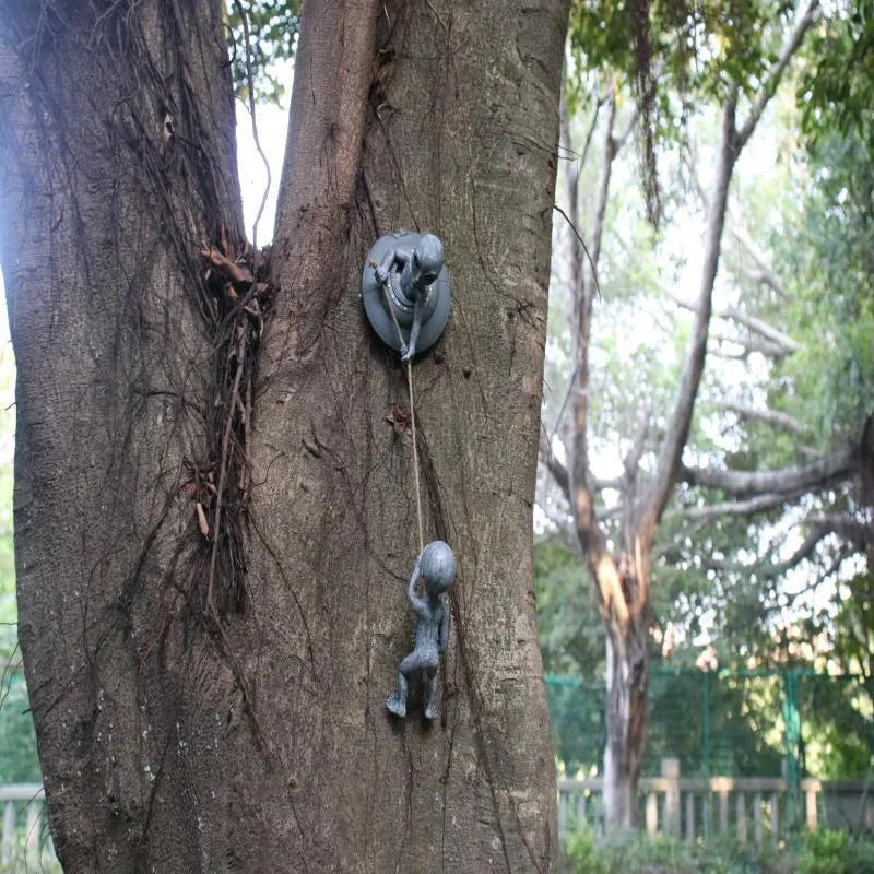 Grey resin alien tree pendant sculpture with hand-carved detail for courtyard decoration