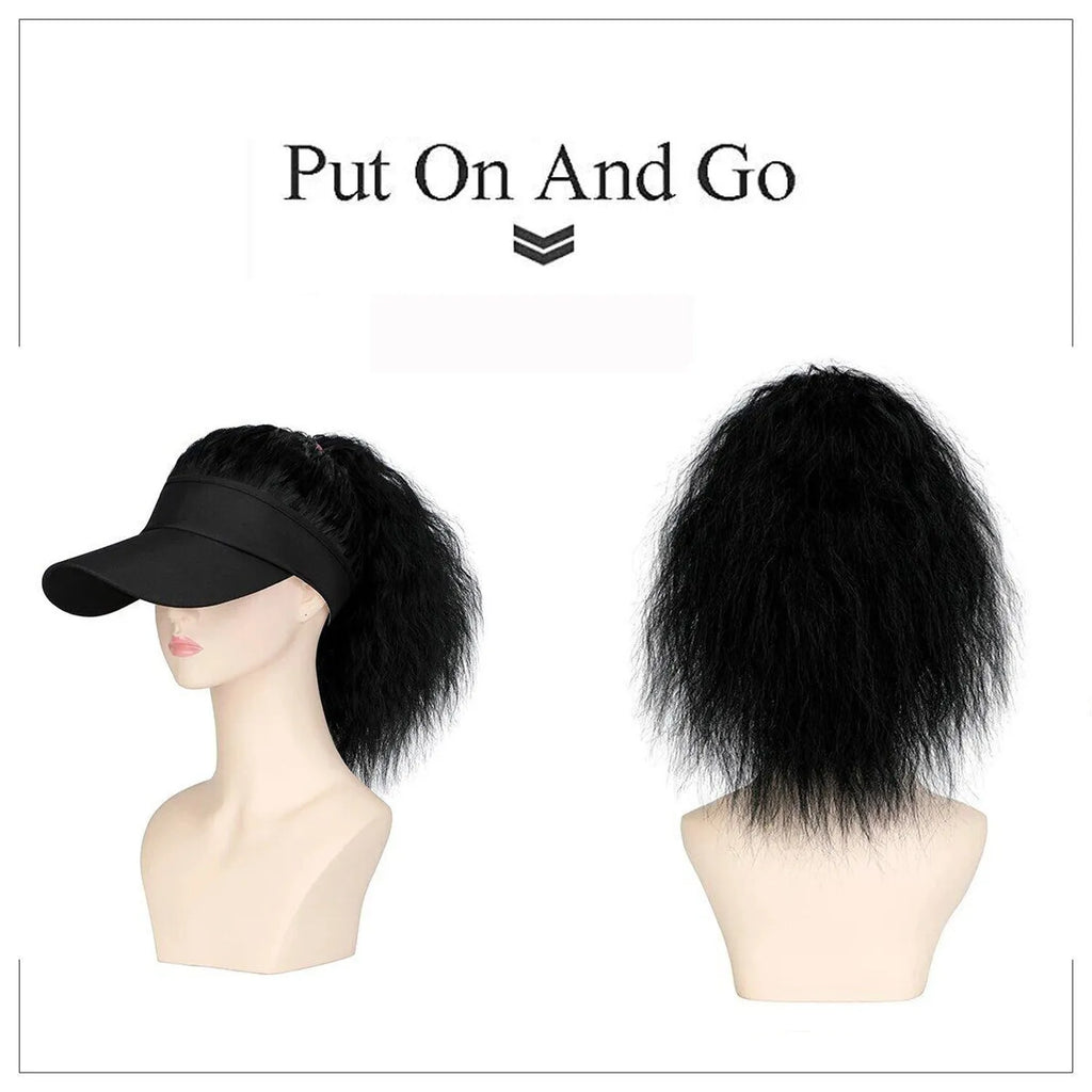 Women's hooded wig with horse tail waves in short domestic silk construction