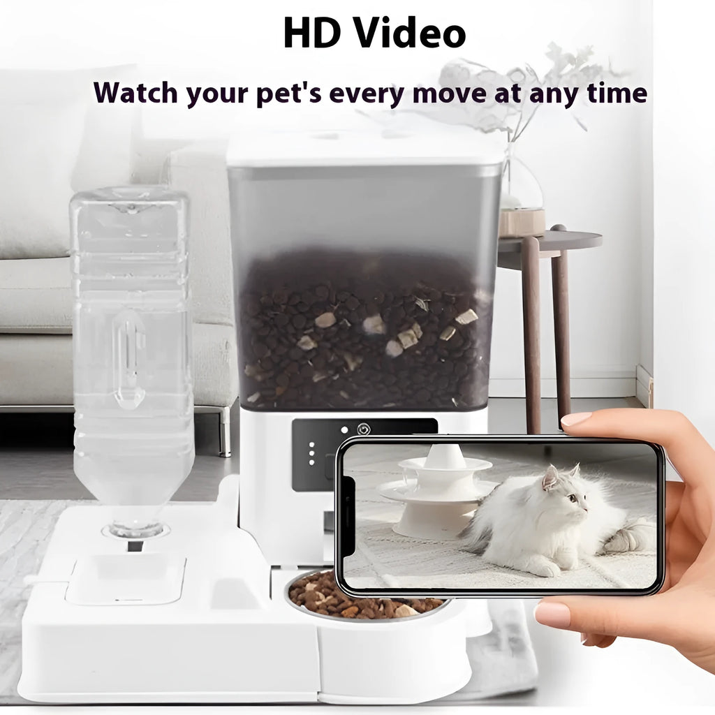 5L intelligent pet feeder with stainless steel bowl for remote timed feeding of dogs and cats