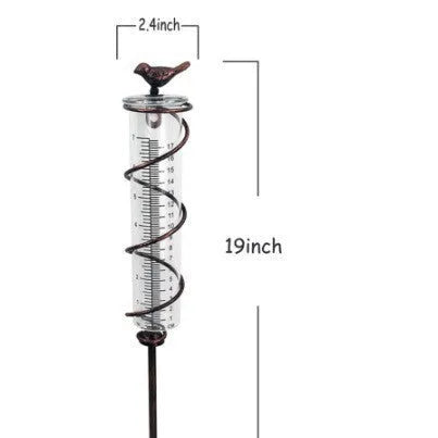 Cast iron bird design glass hyetometer rain gauge for garden rainfall measurement