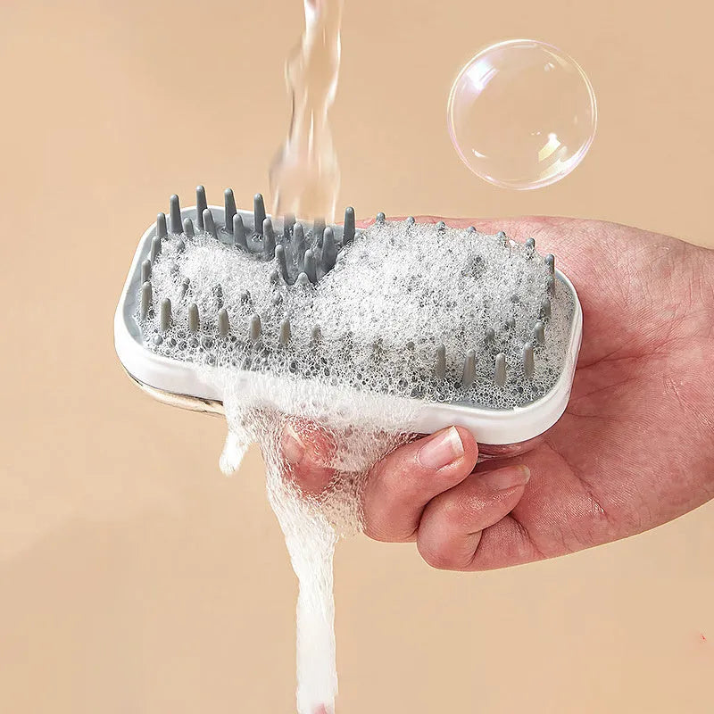 Silicone pet bath massage brush in grey or pink for dog and cat grooming