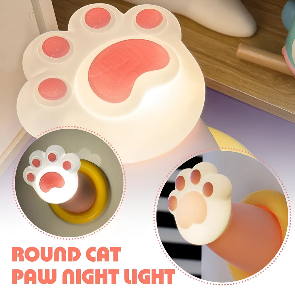 Cat paw desk lamp with outstretched claw design showing tap control and adhesive back